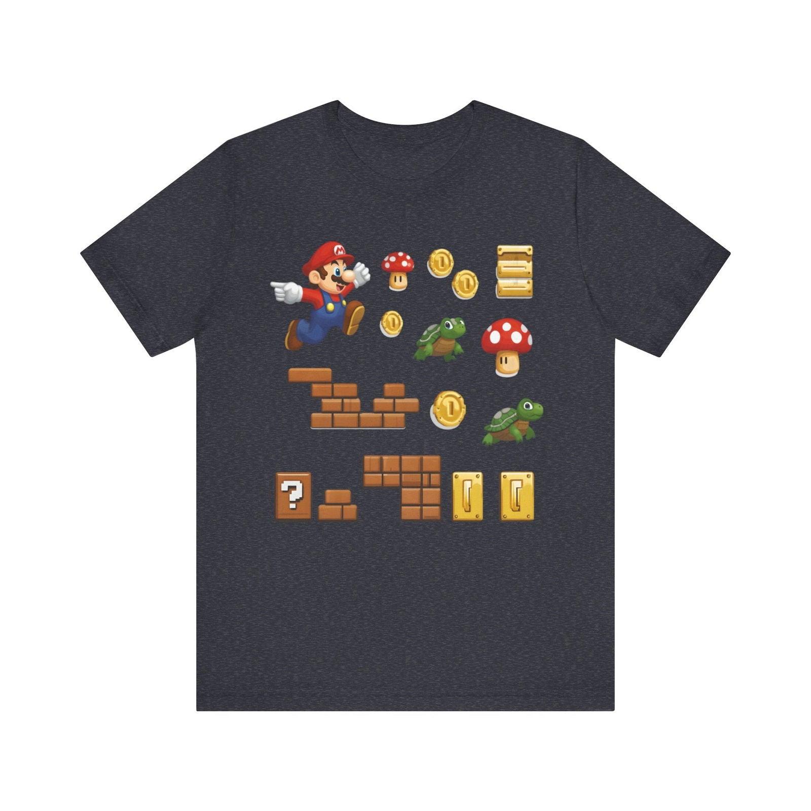 Mario Adventure Sticker Set T Shirt | Heather Navy Twill Tees